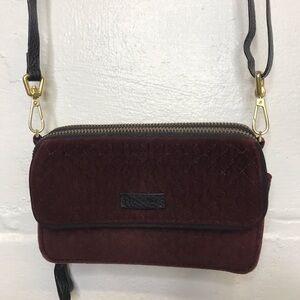 Vera Bradley 3 In 1 Crossbody Wallet Wristlet Purple Velour Quilted